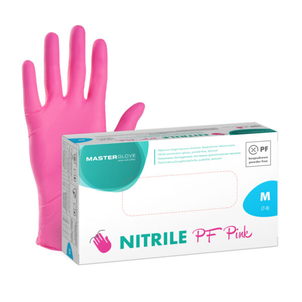 Rękawiczki nitrylowe różowe Master Glove Nitrile PF Pink 100 szt