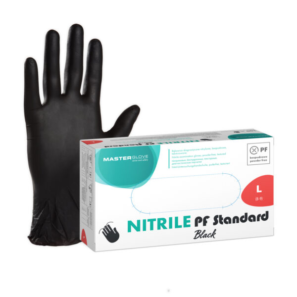 Rękawiczki nitrylowe czarne Master Glove Nitrile PF Black 100 szt.