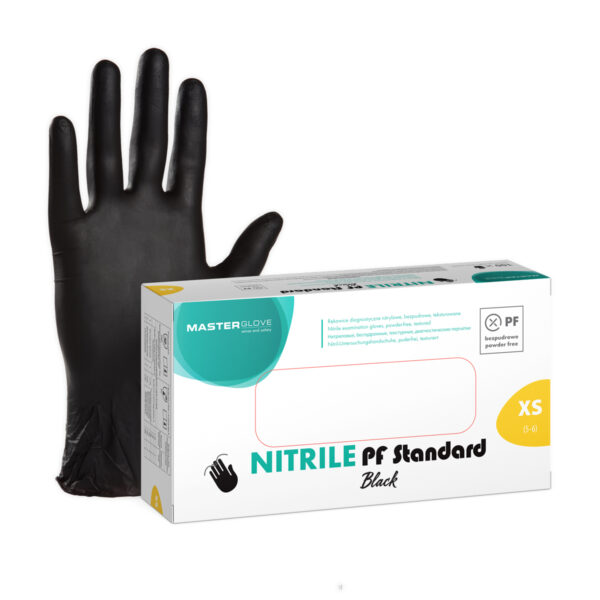 Rękawiczki nitrylowe czarne Master Glove Nitrile PF Black 100 szt.