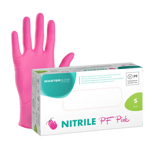 Rękawiczki nitrylowe różowe Master Glove Nitrile PF Pink 100 szt